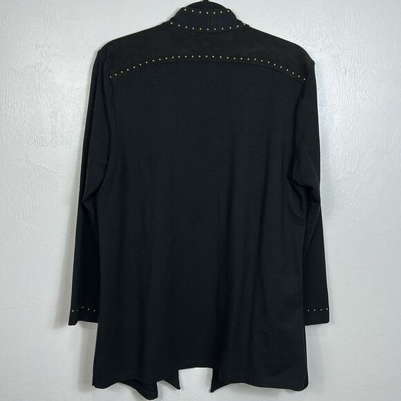 Grayse by Kelly And Marie Gray Black Open Front Cardigan With Gold Studs Size L - Picture 4 of 7
